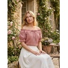 image:imageScarlet Darkness Peasant Blouse for Women Off Shoulder Cotton Summer TopsDusty Pink