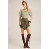 image:imageScarlet Darkness Peasant Blouse for Women Off Shoulder Cotton Summer TopsGrass Green