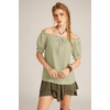 image:imageScarlet Darkness Peasant Blouse for Women Off Shoulder Cotton Summer TopsGrass Green