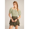 image:imageScarlet Darkness Peasant Blouse for Women Off Shoulder Cotton Summer TopsGrass Green