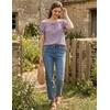 image:imageScarlet Darkness Peasant Blouse for Women Off Shoulder Cotton Summer TopsGrey Purple