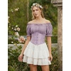 image:imageScarlet Darkness Peasant Blouse for Women Off Shoulder Cotton Summer TopsGrey Purple
