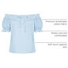 image:imageScarlet Darkness Peasant Blouse for Women Off Shoulder Cotton Summer TopsLight Blue
