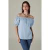image:imageScarlet Darkness Peasant Blouse for Women Off Shoulder Cotton Summer TopsLight Blue