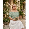 image:imageScarlet Darkness Peasant Blouse for Women Off Shoulder Cotton Summer TopsLight Green