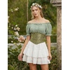 image:imageScarlet Darkness Peasant Blouse for Women Off Shoulder Cotton Summer TopsLight Green