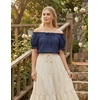 image:imageScarlet Darkness Peasant Blouse for Women Off Shoulder Cotton Summer TopsNavy