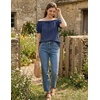 image:imageScarlet Darkness Peasant Blouse for Women Off Shoulder Cotton Summer TopsNavy
