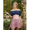 image:imageScarlet Darkness Peasant Blouse for Women Off Shoulder Cotton Summer TopsNavy