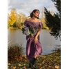 image:imageScarlet Darkness Peasant Blouse for Women Off Shoulder Cotton Summer TopsTaro Purple