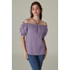 image:imageScarlet Darkness Peasant Blouse for Women Off Shoulder Cotton Summer TopsTaro Purple