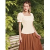 image:imageScarlet Darkness Peasant Tops for Women Puff Sleeve Renaissance ShirtApricot