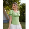 image:imageScarlet Darkness Peasant Tops for Women Puff Sleeve Renaissance ShirtBean Green
