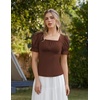 image:imageScarlet Darkness Peasant Tops for Women Puff Sleeve Renaissance ShirtBrown