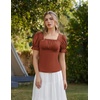 image:imageScarlet Darkness Peasant Tops for Women Puff Sleeve Renaissance ShirtBrown Red