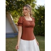 image:imageScarlet Darkness Peasant Tops for Women Puff Sleeve Renaissance ShirtBrown Red