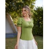 image:imageScarlet Darkness Peasant Tops for Women Puff Sleeve Renaissance ShirtGrass Green