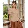 image:imageScarlet Darkness Peasant Tops for Women Puff Sleeve Renaissance ShirtKhaki