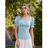 image:imageScarlet Darkness Peasant Tops for Women Puff Sleeve Renaissance ShirtLight Blue