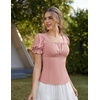 image:imageScarlet Darkness Peasant Tops for Women Puff Sleeve Renaissance ShirtLight Pink