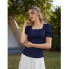 image:imageScarlet Darkness Peasant Tops for Women Puff Sleeve Renaissance ShirtNavy
