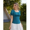 image:imageScarlet Darkness Peasant Tops for Women Puff Sleeve Renaissance ShirtPeacock Blue