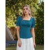 image:imageScarlet Darkness Peasant Tops for Women Puff Sleeve Renaissance ShirtPeacock Blue