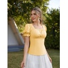 image:imageScarlet Darkness Peasant Tops for Women Puff Sleeve Renaissance ShirtSoft Yellow