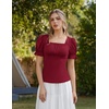 image:imageScarlet Darkness Peasant Tops for Women Puff Sleeve Renaissance ShirtVine Red