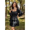 image:imageScarlet Darkness Pirate Costume Women Mini Long Sleeve Renaissance DressBlack