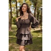 image:imageScarlet Darkness Pirate Costume Women Mini Long Sleeve Renaissance DressBrown