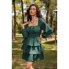 image:imageScarlet Darkness Pirate Costume Women Mini Long Sleeve Renaissance DressGreen
