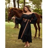 image:imageScarlet Darkness Renaissance Costume Women Bell Sleeve Tiered Maxi DressBlack