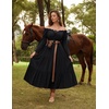 image:imageScarlet Darkness Renaissance Costume Women Bell Sleeve Tiered Maxi DressBlack