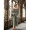image:imageScarlet Darkness Renaissance Costume Women Bell Sleeve Tiered Maxi DressMoss Green