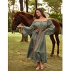 image:imageScarlet Darkness Renaissance Costume Women Bell Sleeve Tiered Maxi DressMoss Green