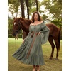 image:imageScarlet Darkness Renaissance Costume Women Bell Sleeve Tiered Maxi DressMoss Green