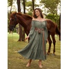 image:imageScarlet Darkness Renaissance Costume Women Bell Sleeve Tiered Maxi DressMoss Green