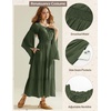 image:imageScarlet Darkness Renaissance Costume Women Bell Sleeve Tiered Maxi DressOlive Green