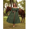image:imageScarlet Darkness Renaissance Costume Women Bell Sleeve Tiered Maxi DressOlive Green