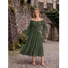 image:imageScarlet Darkness Renaissance Costume Women Bell Sleeve Tiered Maxi DressOlive Green