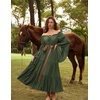 image:imageScarlet Darkness Renaissance Costume Women Bell Sleeve Tiered Maxi DressOlive Green