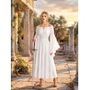image:imageScarlet Darkness Renaissance Costume Women Bell Sleeve Tiered Maxi DressWhite