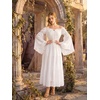 image:imageScarlet Darkness Renaissance Costume Women Bell Sleeve Tiered Maxi DressWhite