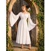 image:imageScarlet Darkness Renaissance Costume Women Bell Sleeve Tiered Maxi DressWhite