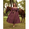 image:imageScarlet Darkness Renaissance Costume Women Bell Sleeve Tiered Maxi DressWine