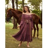image:imageScarlet Darkness Renaissance Costume Women Bell Sleeve Tiered Maxi DressWine