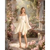 image:imageScarlet Darkness Renaissance Costume Women Chiffon Corset Pirate Mini DressOyster White