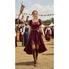 image:imageScarlet Darkness Renaissance Costume Women High Low Summer Corset DressWine