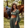 image:imageScarlet Darkness Renaissance Costume Women Peasant Medieval Maxi DressArmy Green